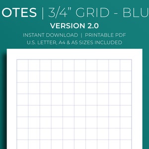 Printable Grid Paper, 3/4" Blue Grid, Version 2.0 ⦁ Instant Download ...