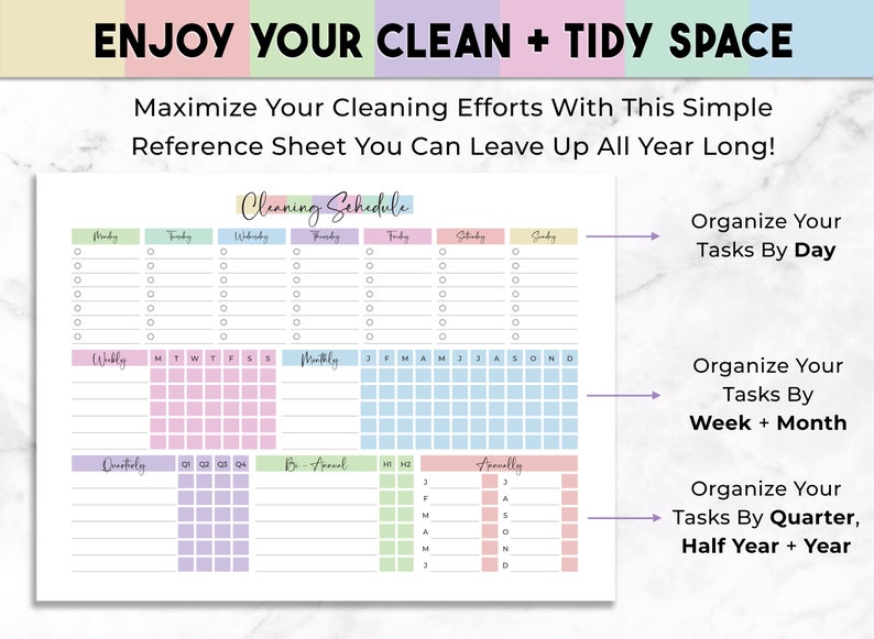 ADHD Cleaning Schedule, Editable Cleaning Planner, Cleaning Checklist