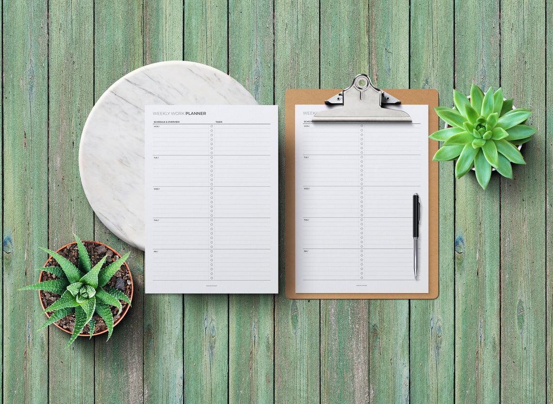 Weekly Work Planner Minimalist Printable Productivity PDF Template ...