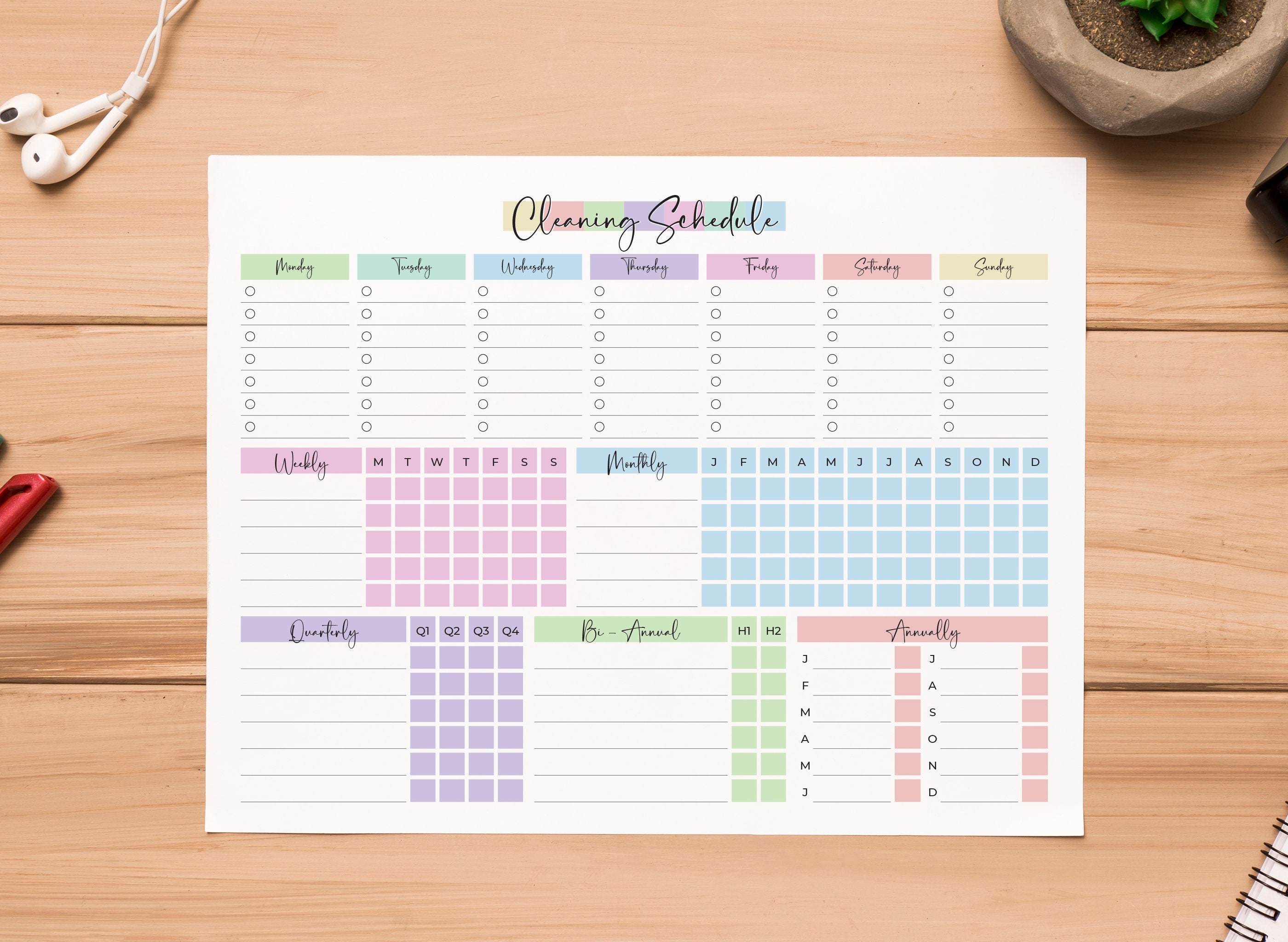 ADHD Cleaning Schedule, Editable Cleaning Planner, Cleaning Checklist