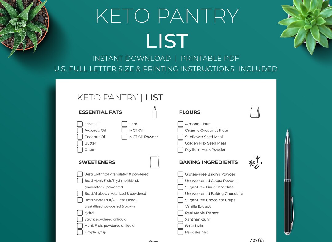 Keto Pantry List Printable | Keto Grocery List | Low Carb Food List ...
