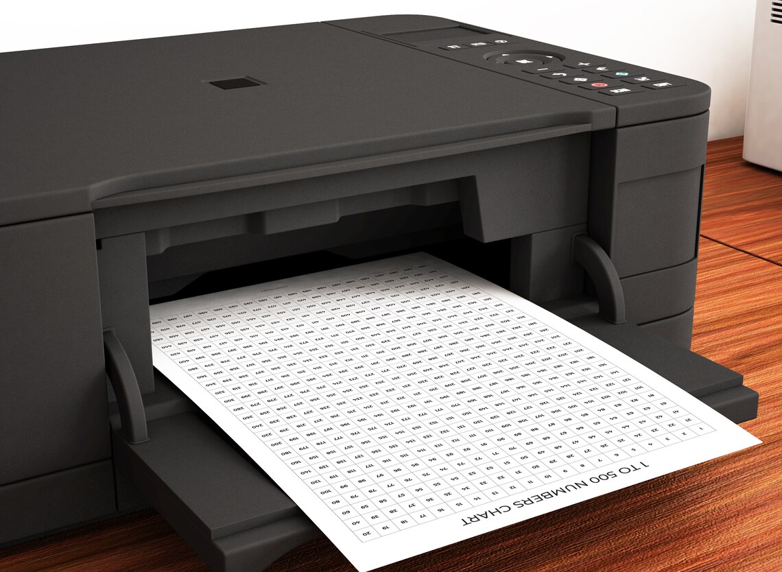 Printable 1 to 500 Number Chart A4, A5, Half-letter, Letter Sizes ...