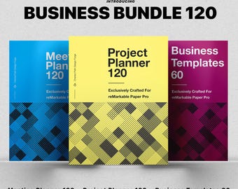 Business Bundle 120 for reMarkable Paper Pro, Meeting Management Template, Business Templates, Business Plan Tracker, Project Planner