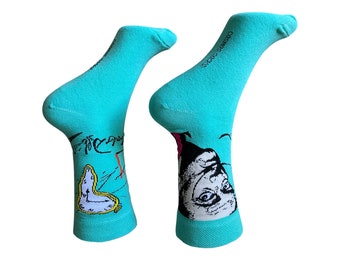 Salvador Dali Print Ankle Socks, Salvador Dali Patterned Socks for Unisex, Fun Novelty Socks, Happy Funny Socks, Personalized Gift Socks