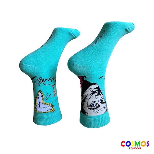 Socquettes imprimées Salvador Dali, chaussettes à motifs Salvador Dali pour unisexe, chaussettes fantaisie amusantes, chaussettes amusantes et amusantes, chaussettes cadeaux personnalisées