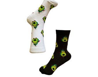 Enkelsokken met avocadoprint | Voedingssokken | Avocado-sokken voor dames | Grappige sokken | Gepersonaliseerd cadeau | Enkelsokken met avocado-motief voor haar
