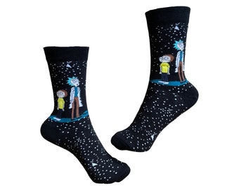 Rick and Morty Print Ankle Socks for Women | Women Rick and Morty Socks | Cartoon Socks | Christmas Personalised Gift Socks | Novelty Socks