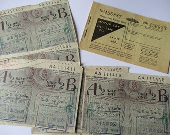 Vintage unused motor fuel ration book and 9 loose ration coupons