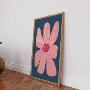 BOHEME FLOWER ポスター、ブルー ピンクの花柄ウォールアート、絵画抽象アートプリント、マティスのキッチンカットアウトの描画 A2 A3 A4 A5 印刷可能なデジタル