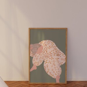 FEME Poster | Sage Wallart | Digital Print A2 A3 A4 A5 | Polka Abstract Art | NEUTRAL Femme Woman Girl | Boho Bedroom Giclée Green Minimal