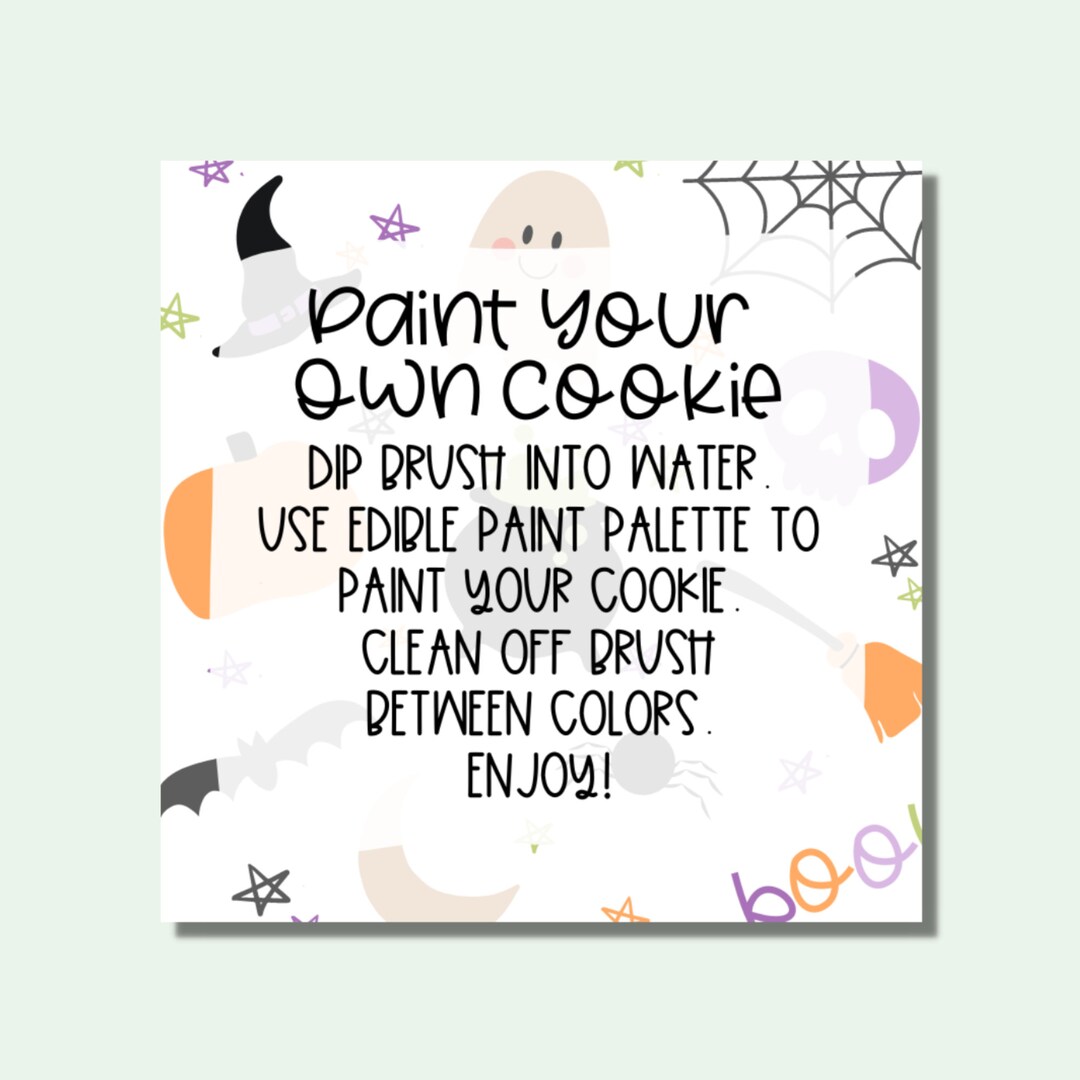 Printable Paint Your Own Cookie Instructions Halloween PYO Etsy