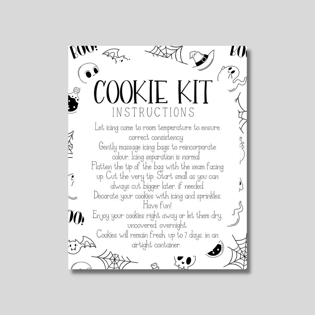 Printable Cookie Kit Instructions Halloween Cookie Kit Etsy