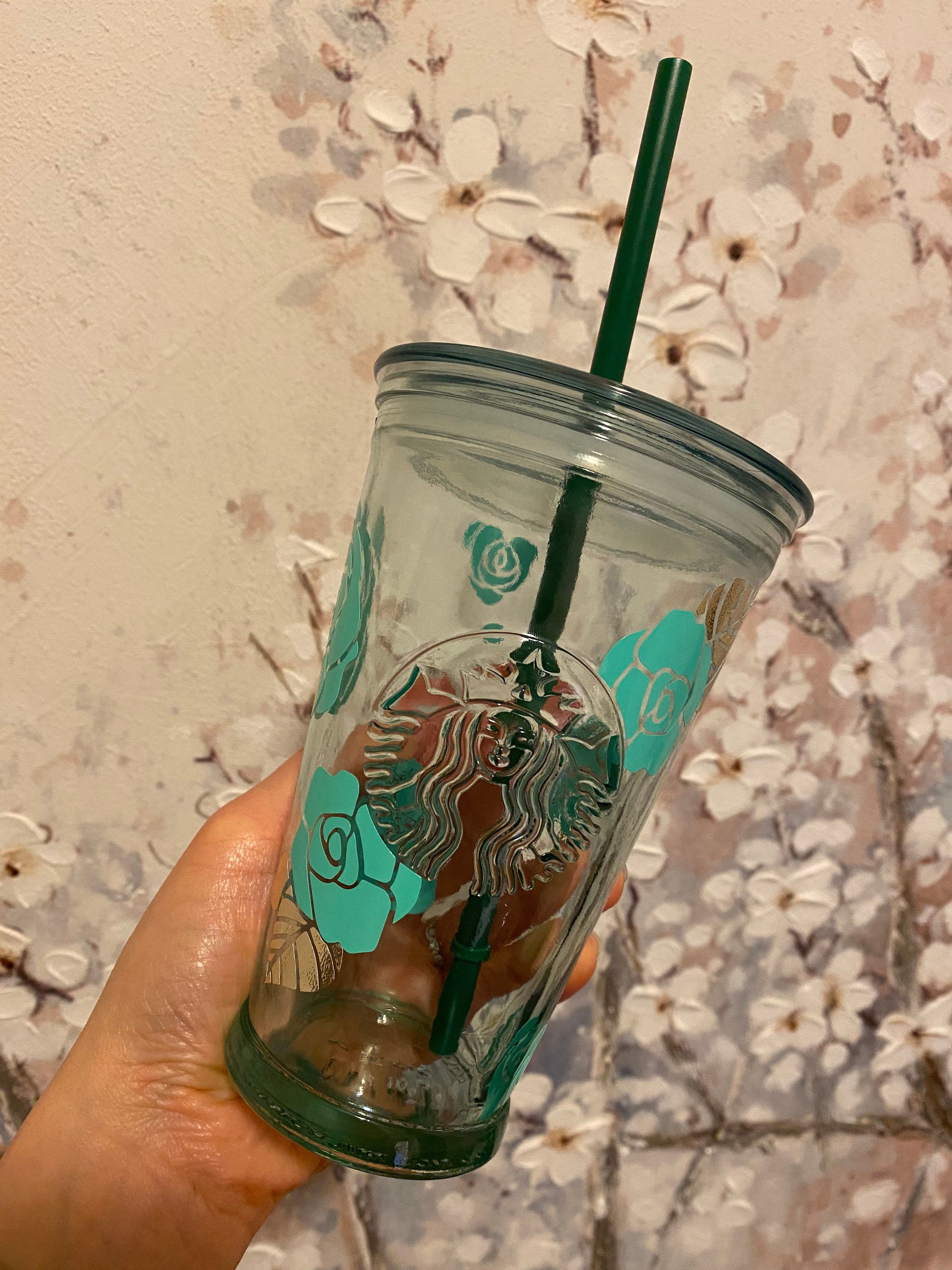 Rose Starbucks Glass Cup Mother's Day Starbucks Tumbler Etsy