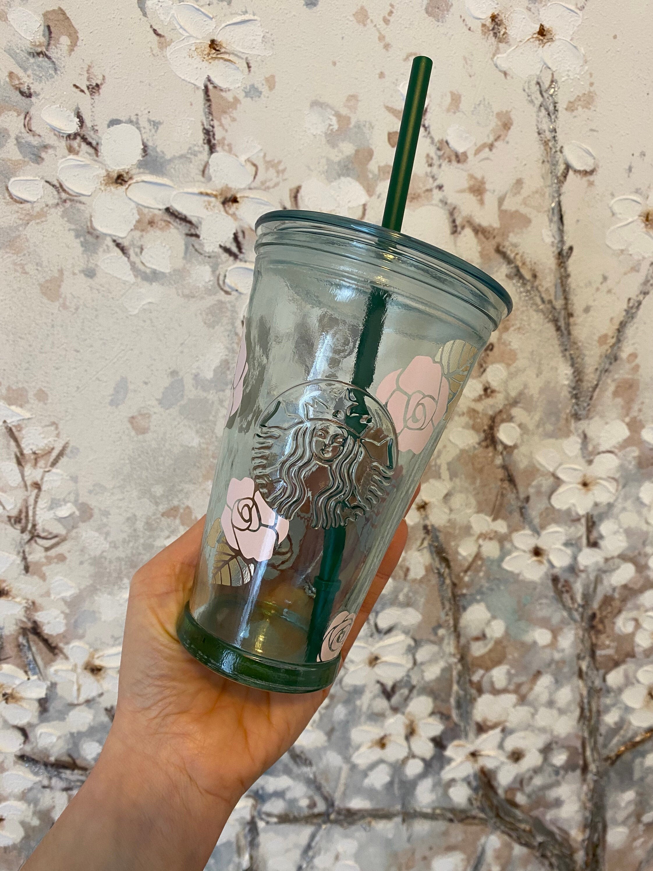 Rose Starbucks Glass Cup Mother's Day Starbucks Tumbler Etsy
