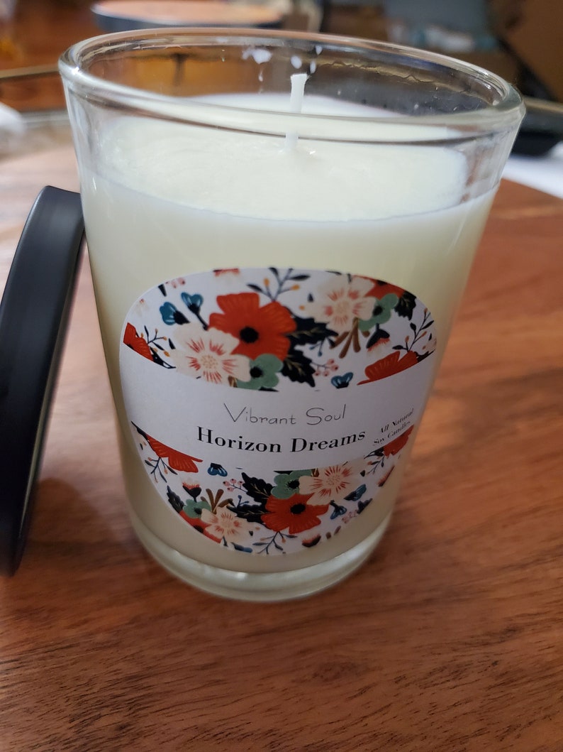 Lemongrass Horizon Dreams by vibrantsoul 8oz natural soy candle