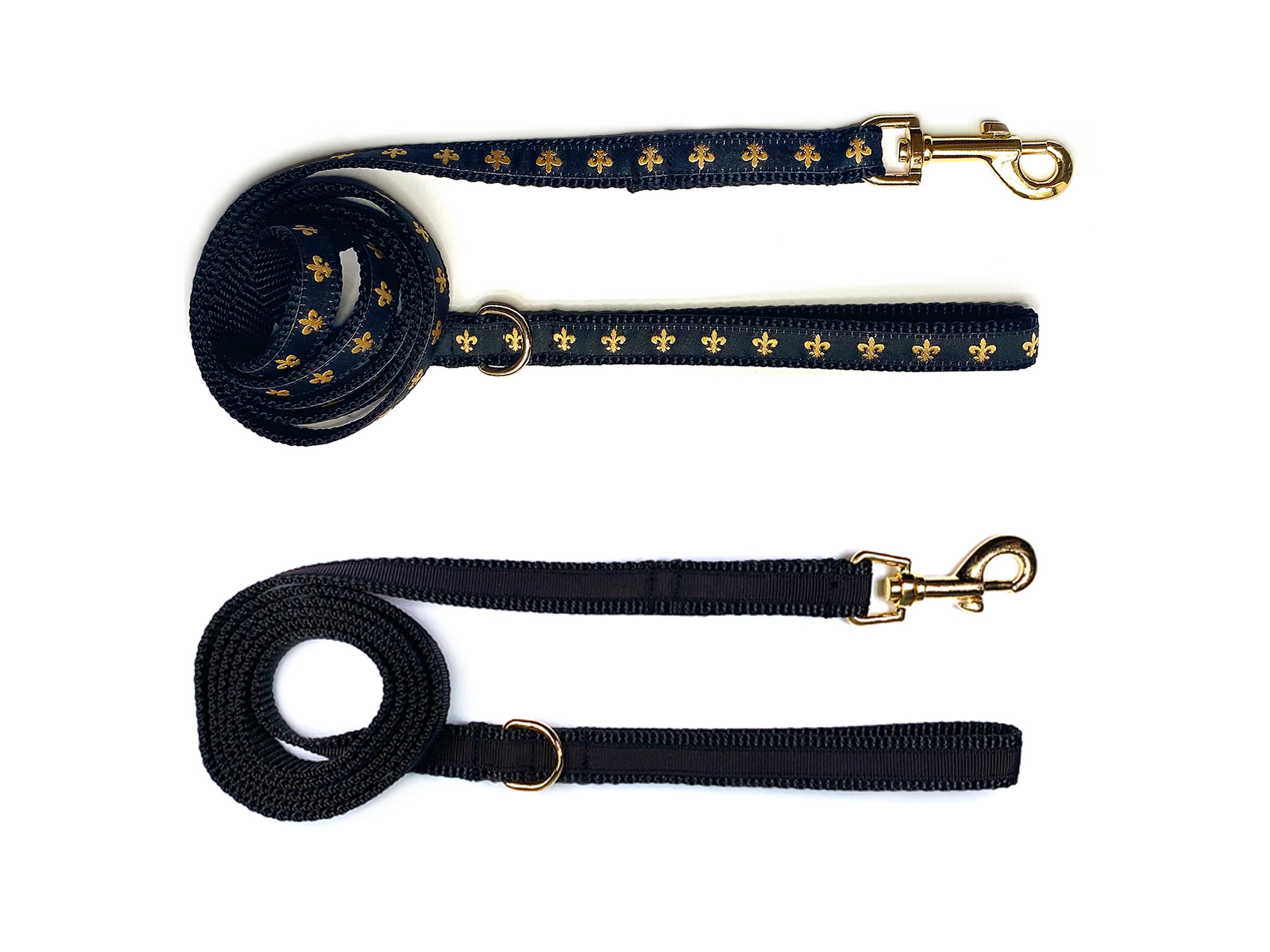 Dog Leash in Black with luxury gold hardware. Petersham Etsy.de