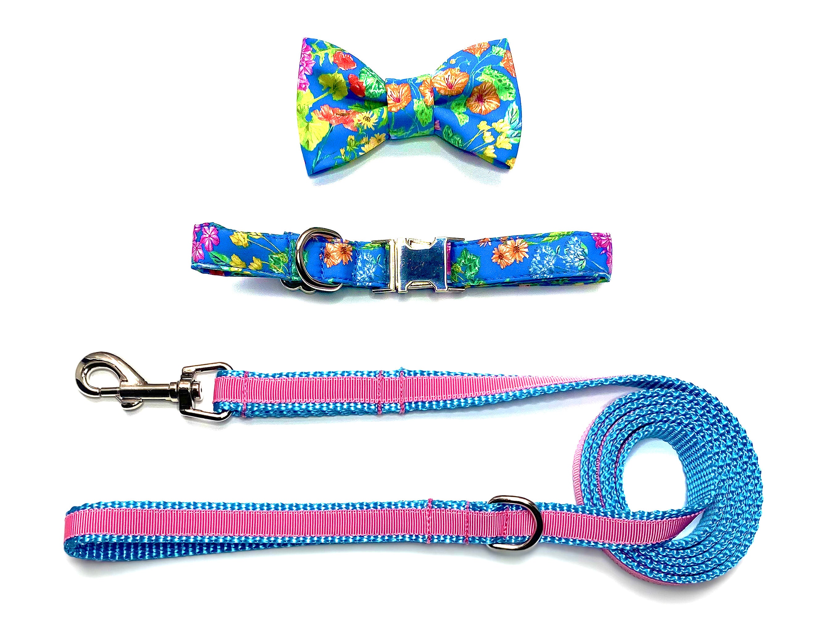 Blue Multicolor Dog Bow Collar. Detachable and Interchangeable Etsy UK