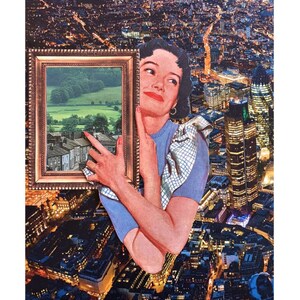 Country gal- Collage Print, Abstract Wall Art- Handmade Surreal A4 print