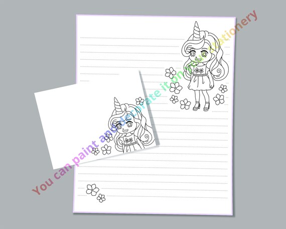Coloring Printable Stationery Set Writing Paper Printable | Etsy