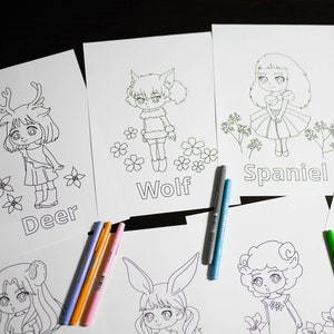 8 Animal Girls Coloring Pages for Kids, Draw Princess, Printable ...