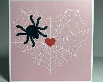 Spider on Heart Shaped Web, Valentine’s Day/Anniversary/Greeting Card