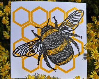 Bee Lino Printed Greeting Card