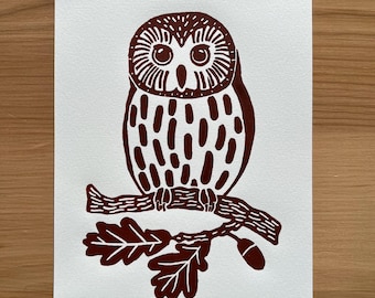 Owl A5 Lino Print