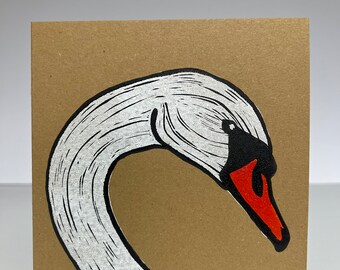 Swan Lino Printed Greeting Card