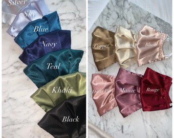 PACK OF 5 Silk Satin pleated masks - choose your colours
