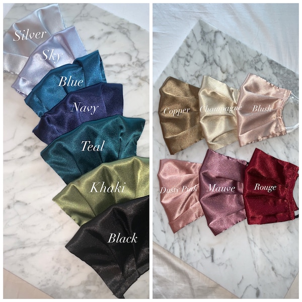 PACK OF 5 Silk Satin pleated masks - choose your colours