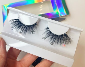 CUSTOM Silver star decal magnetic lashes