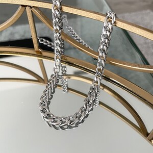 Silver Stainless Steel Curb Chain Necklace, 6mm, Waterproof, Hypoallergenic, Non Tarnish