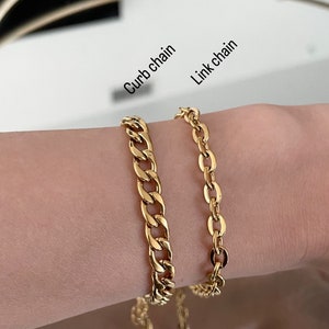 18k Gold Filled Kettenarmband, Edelstahl, Panzerkette, Gliederkette, wasserdicht, hypoallergen