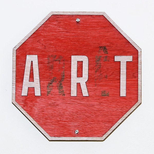 Stop Arrêt/Art - Wood Wall Art