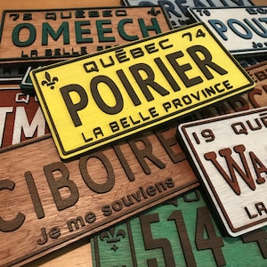 Vintage Nummernschild aus Holz Quebec - Personalisierbar
