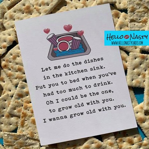 Let Me Do The Dishes, in the Kitchen Sink... Greeting Card, Hello Nasty, Love, Anniversary Card, Birthday