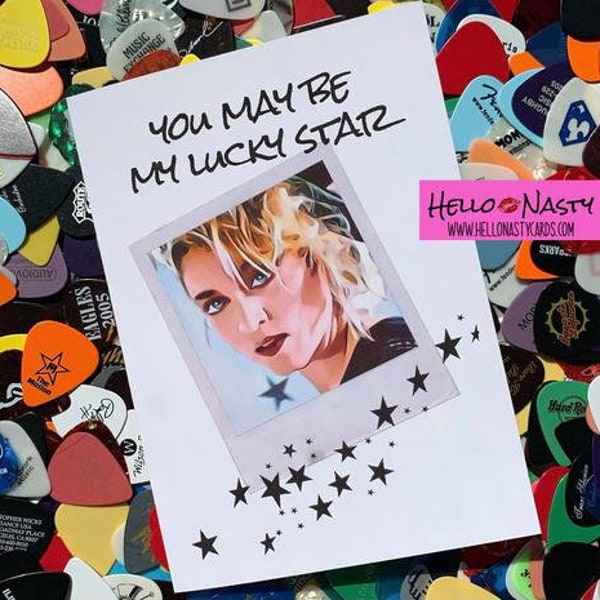 You Might Be My Lucky Star, Hello Nasty, Friendship Card, Humor, Music Greeting Card, Lyrics, Madonna