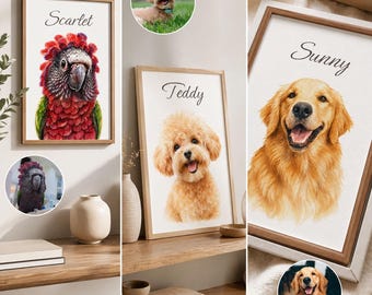 Aangepaste canvasprint huisdierportret, gepersonaliseerde dierenmuurkunst, aandenken huisdier