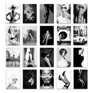 Black White Fashion Posters | Women Portrait Photograpy | Wall Art Prints | Canvas Painting | Wall Pictures | Home Wall Decor | Room Decor