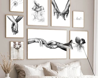 Minimalist Couple Canvas Print: Nordic Home Wall Decor