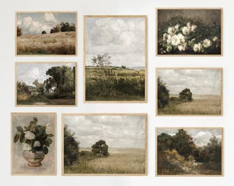 Rustiek landschapscanvas: vintage muurkunst woonkamer