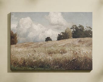 Vintage canvasafdruk landelijk landschap: Amerikaanse retro muurkunst