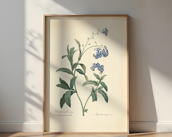 Vintage vergeet-mij-nietje: retro botanische muurkunst