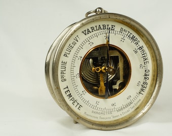 1901-1911 Small French desk desktop aneroid barometer with open dial Manufacture française d'armes et cycles de Saint-Étienne