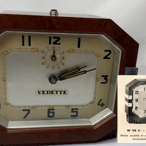 1935 Art Deco French Bakelite Alarm Clock by Vedette