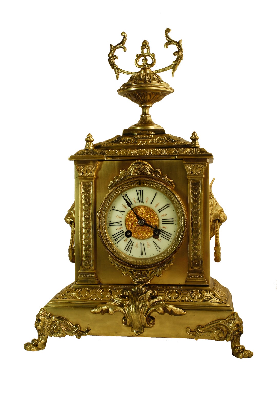 1855 Japy Frères Antique French Bronze Mantle Pendulum Clock Japy