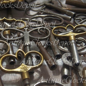 Photo Steel bronze clock keys Lots of old rusty keys Banner Close-up - Instant Digital Download One photo only!