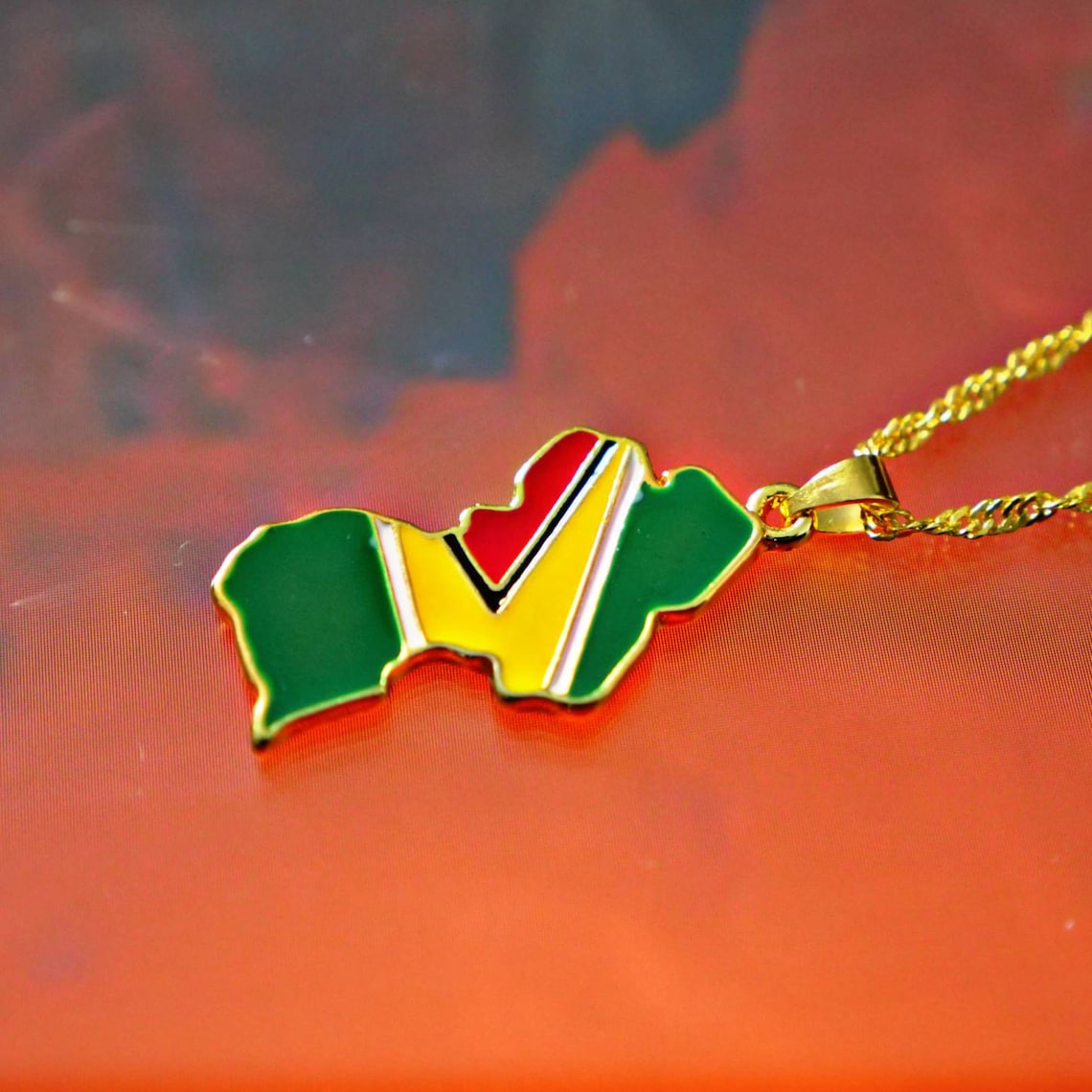 Guyana necklace 18K gold plated Etsy