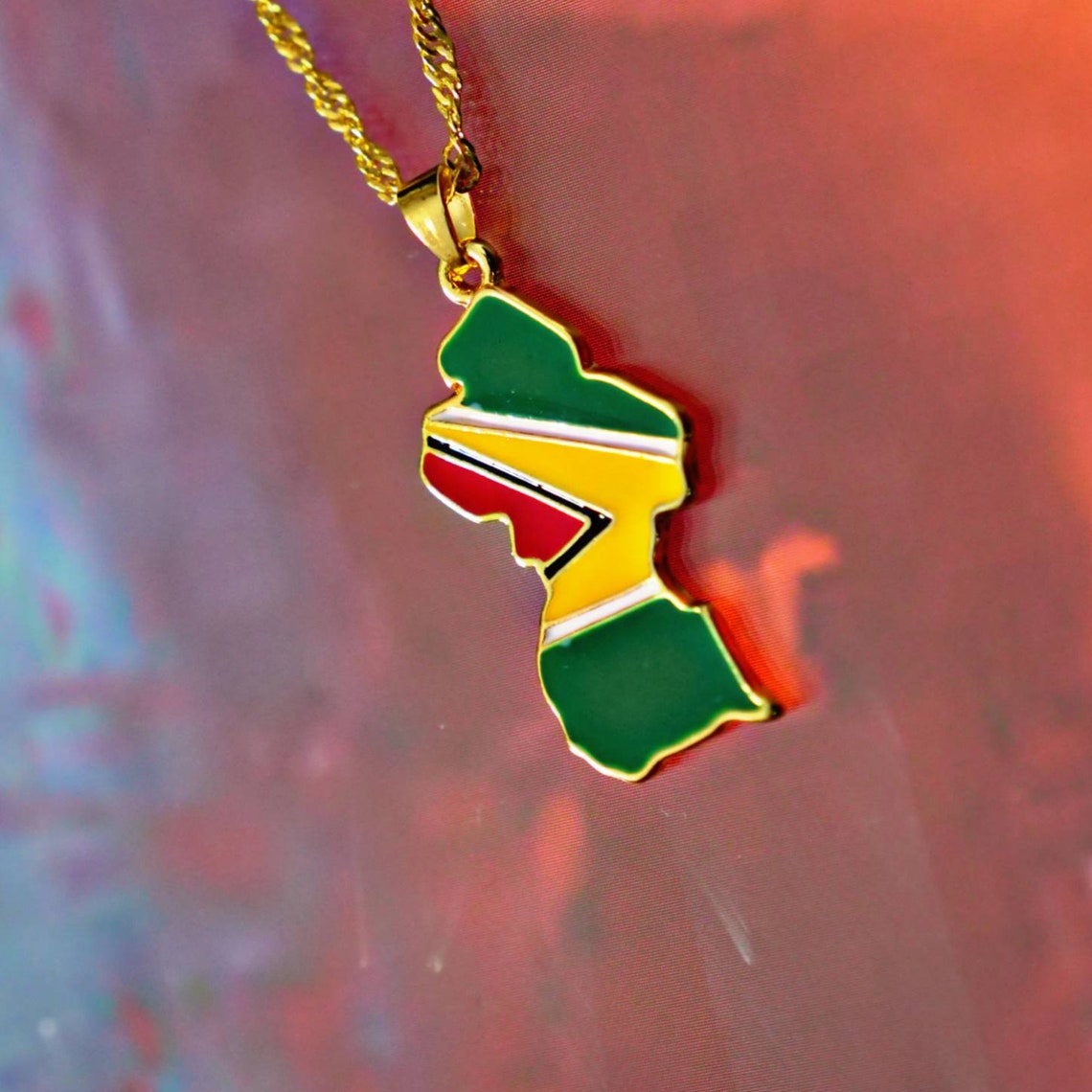 Guyana necklace 18K gold plated Etsy