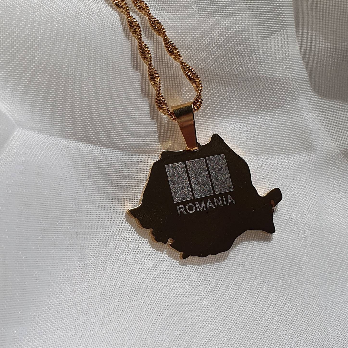 Romania Necklace 18K Gold Plated Etsy UK